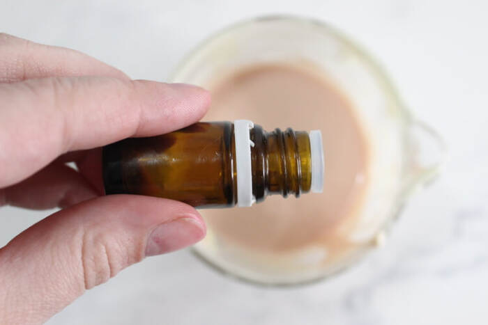 adding oil to the lotion