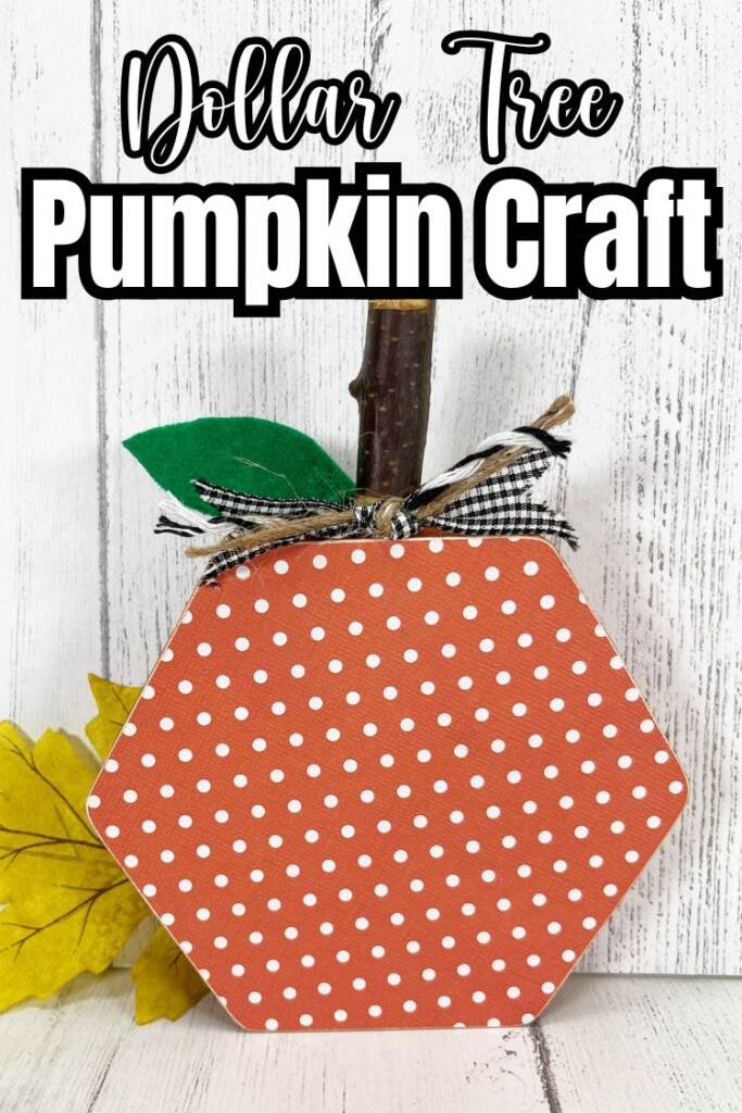 dotted wood pumpkin - text: dollar tree pumpkin craft