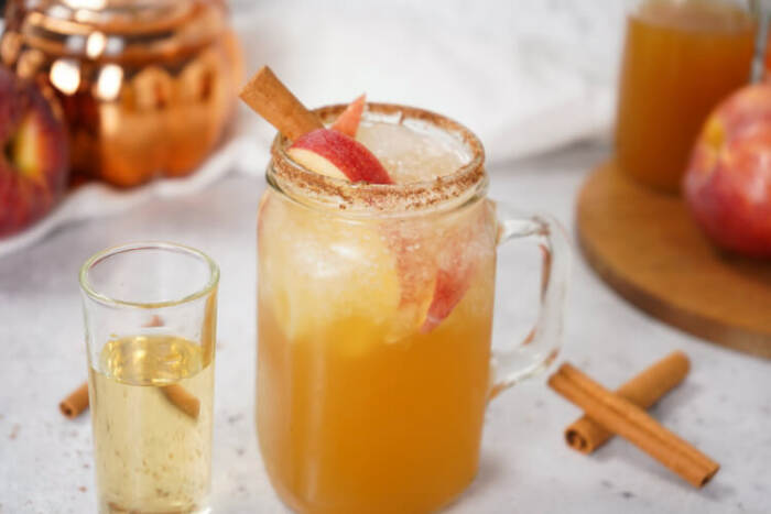Apple Autumn Margarita with a cinnamon stick in the glass