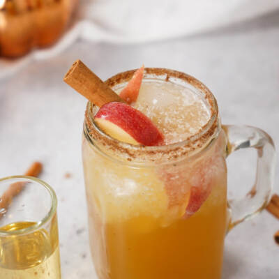Apple Autumn Margarita with a cinnamon stick in the glass