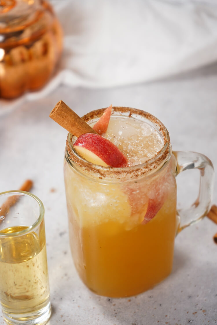 Apple Autumn Margarita with a cinnamon stick in the glass