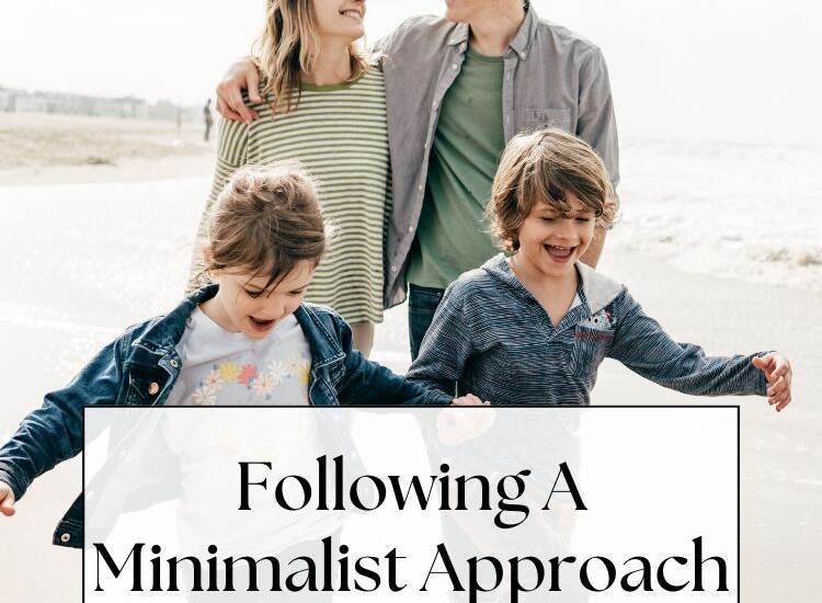 family of four walking on beach - text: Following A Minimalist Approach to Health - Why Less Is Often More