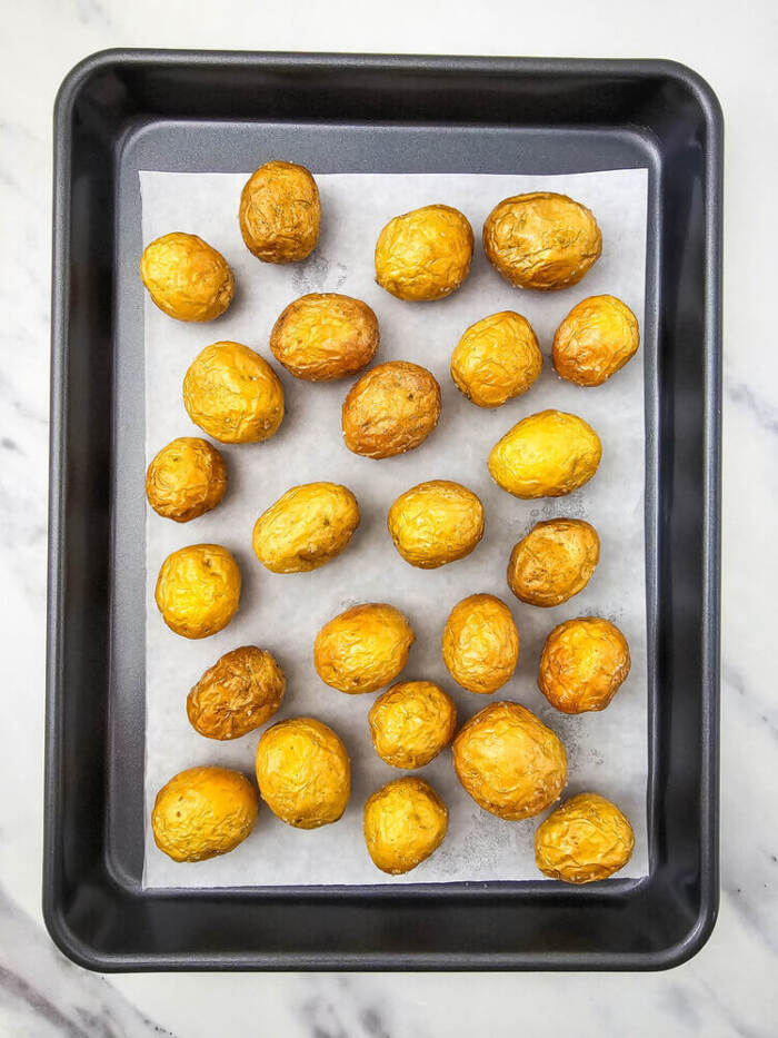 potatoes on a cookie sheet