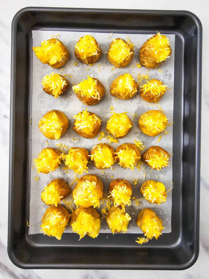 cheese on top of potatoes