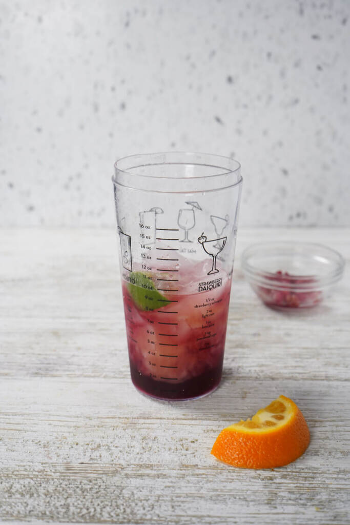 showing the mixture in the blender