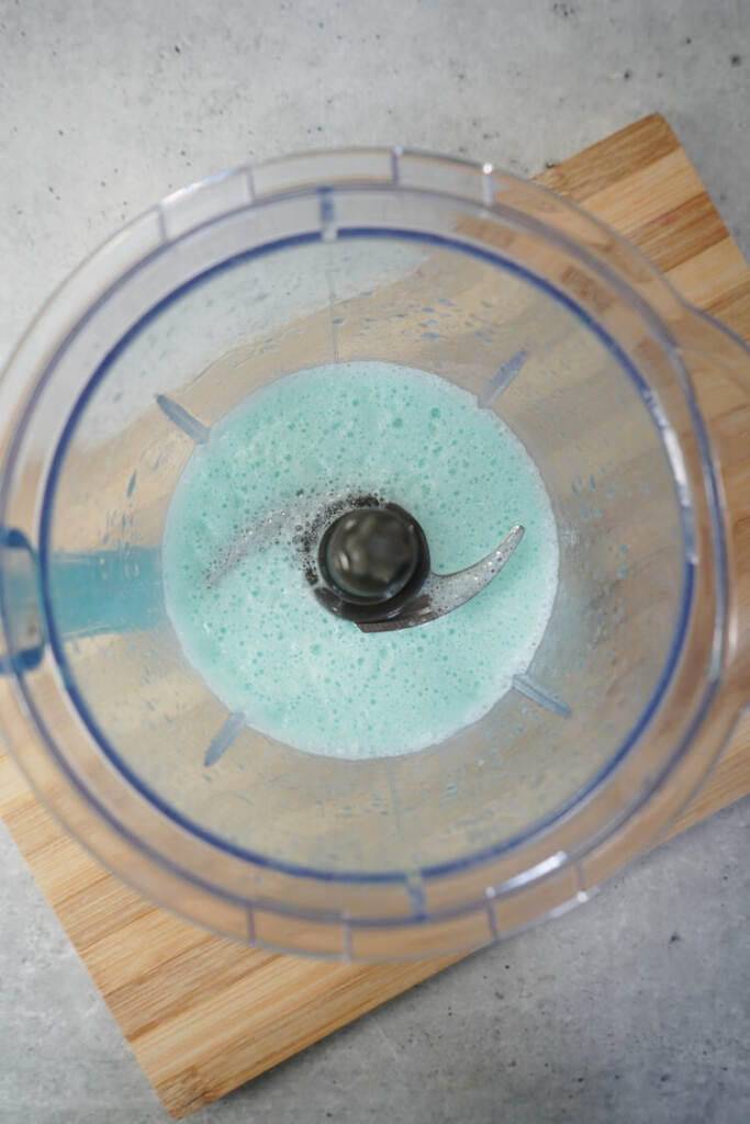 Frozen Blue Cocktails ingredients in the blender