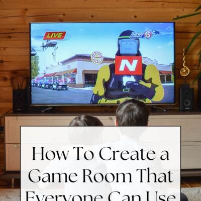 text: How To Create a Game Room That Everyone Can Use - tv on cabinet