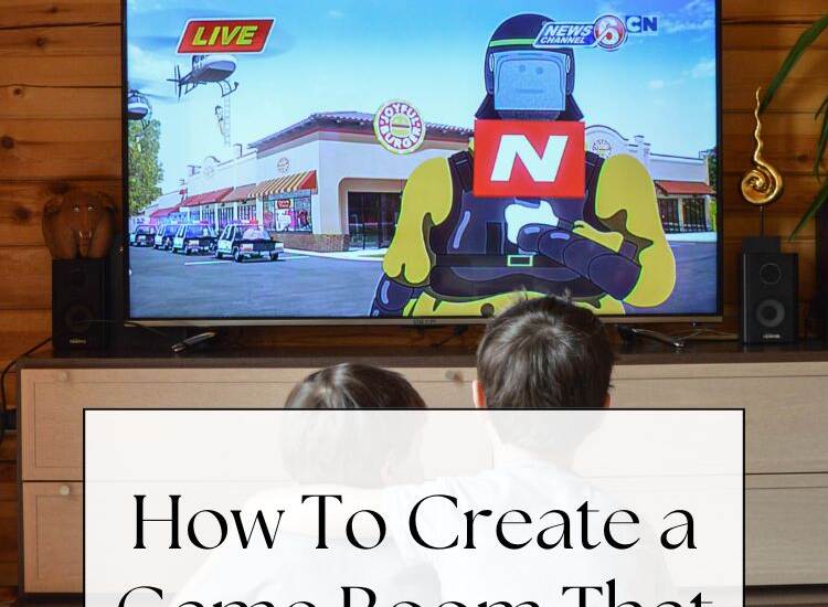 text: How To Create a Game Room That Everyone Can Use - tv on cabinet