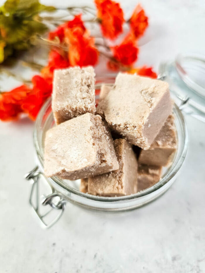 Pumpkin Sugar Scrub Cubes in a jar