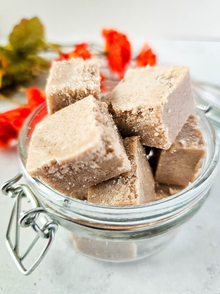 Pumpkin Sugar Scrub Cubes in a jar