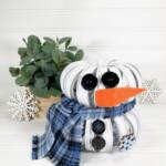 Mason Jar Lid Snowman DIY with a plant in the background