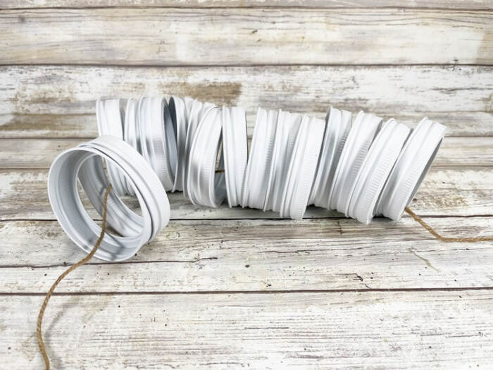 add the rings to the twine