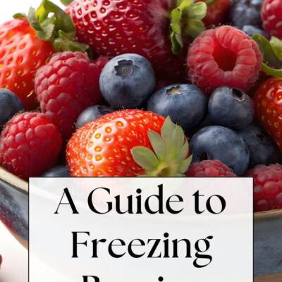 bowl of fresh berries - text: A Guide to Freezing Berries