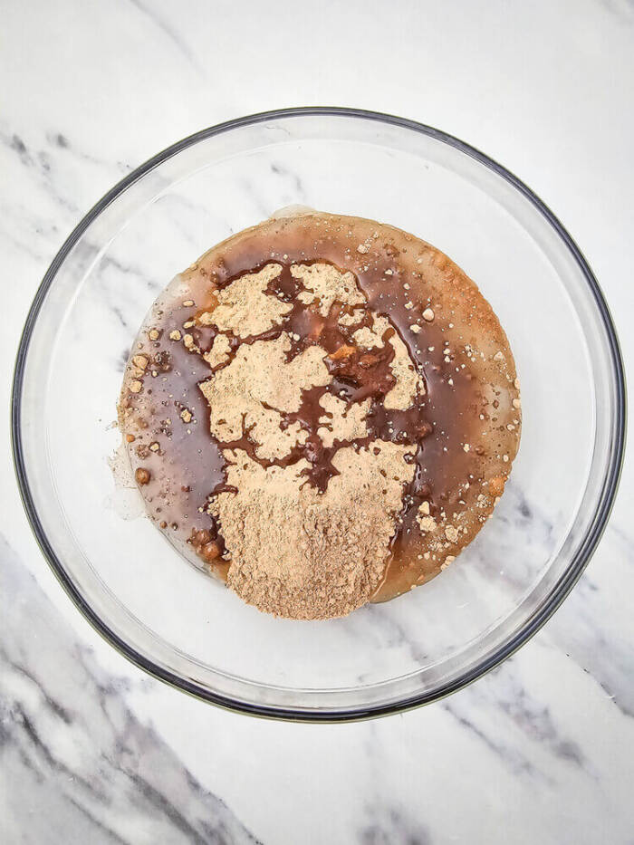 Brownie batter with melted ingredients added