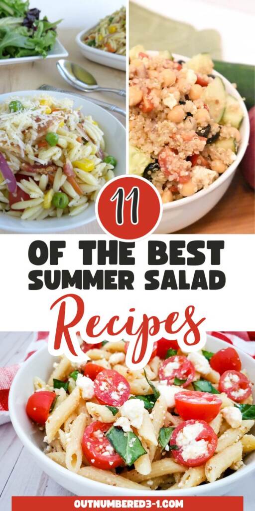 collage image of salads with pasta - text 11 of the best summer salad recipes
