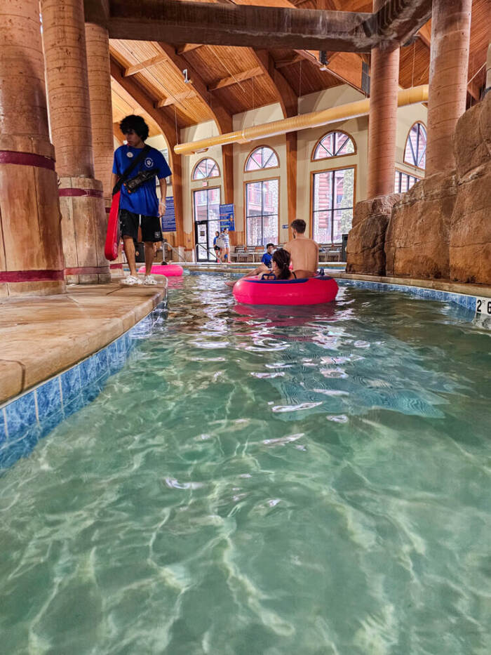 Photo of the indoor lazy river at Great Wolf Lodge Wisconsin Dells
