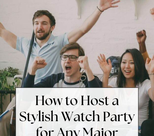 people watching an even on tv - text: How to Host a Stylish Watch Party for Any Major Sporting Event