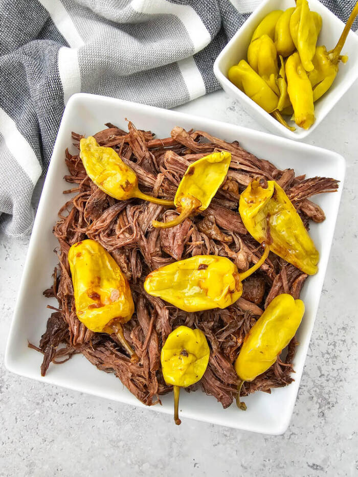 dutch oven mississippi pot roast in a bowl.