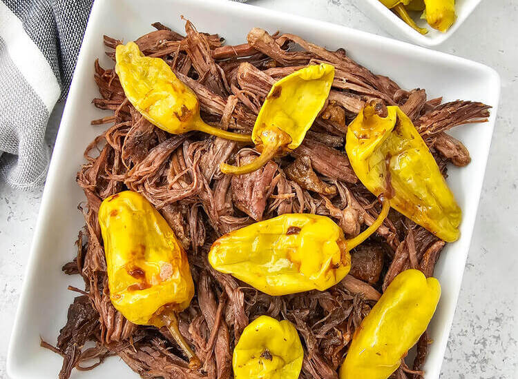 dutch oven mississippi pot roast in a bowl.