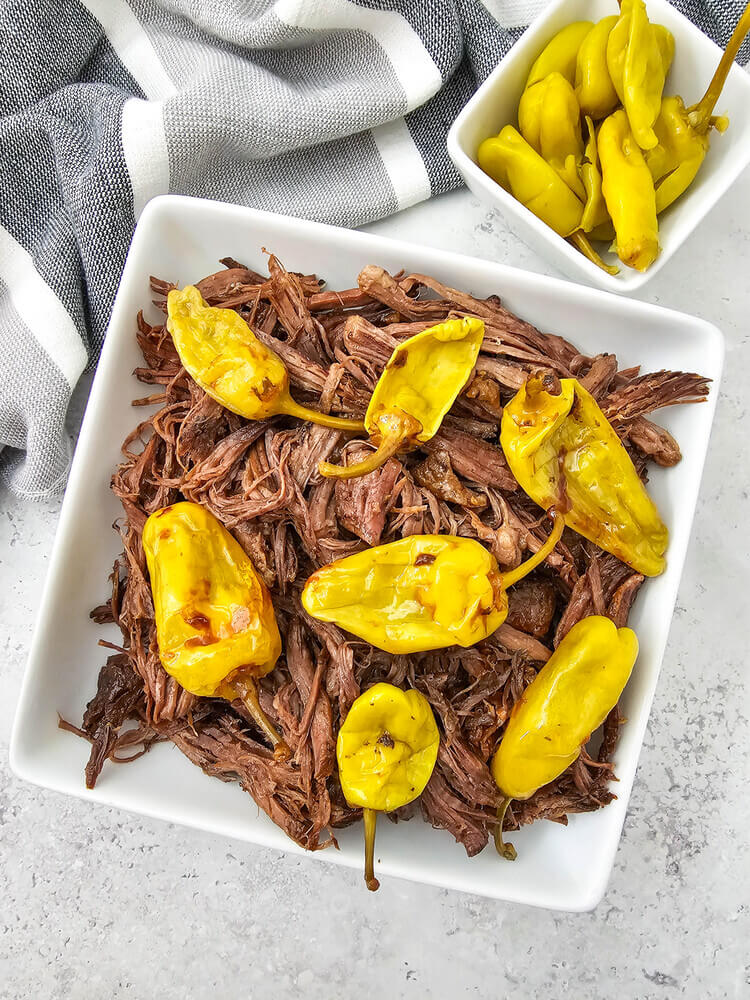 dutch oven mississippi pot roast in a bowl.