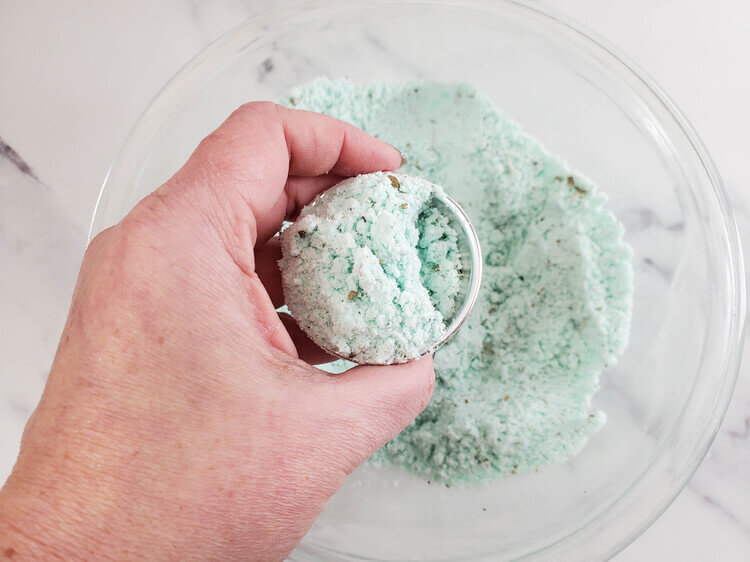 Eucalyptus bath bombs in a molder.
