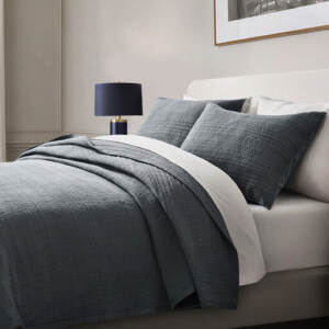 EverGrace Home Cotton Sateen Channel Quilt Set stock image